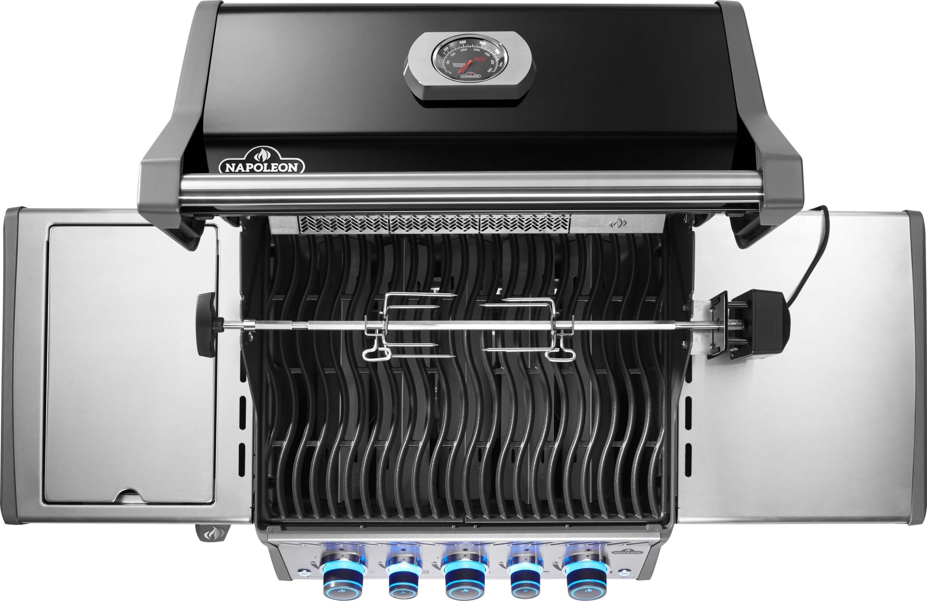 Napoleon Rogue PRO-S 425 in Schwarz inkl. Gussrosten, Sizzle Zone, Heckbrenner & Drehspieß | Gasgrill