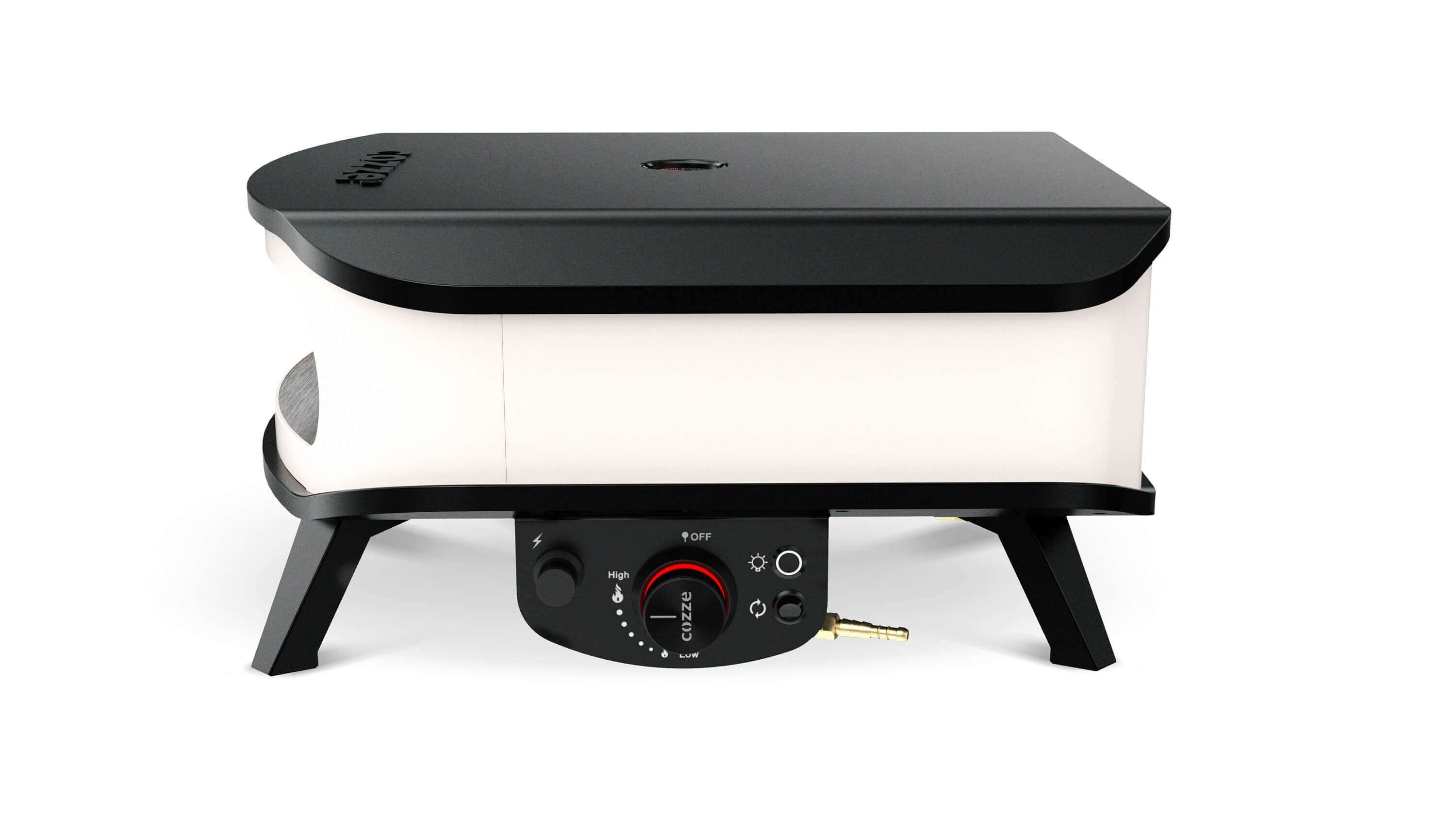 COZZE Gas Pizzaofen 17" mit Thermometer mit rotierendem Pizzastein + Hitzeschild