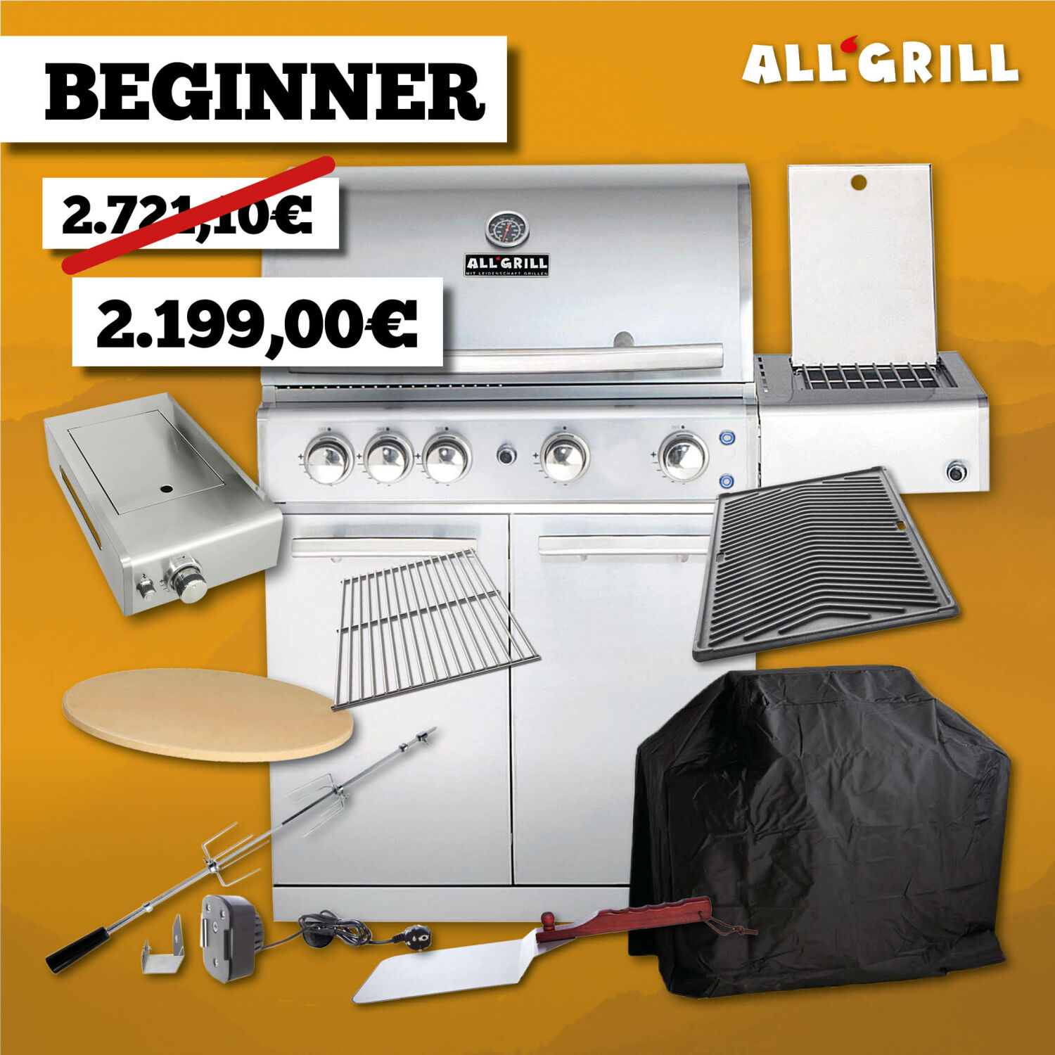 ALLGRILL Chef L Edelstahl Aktion 35 Jahre | Gasgrill