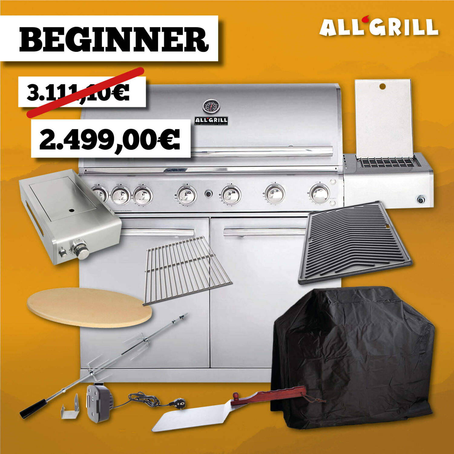 ALLGRILL Chef XL Edelstahl Aktion 35 Jahre | Gasgrill