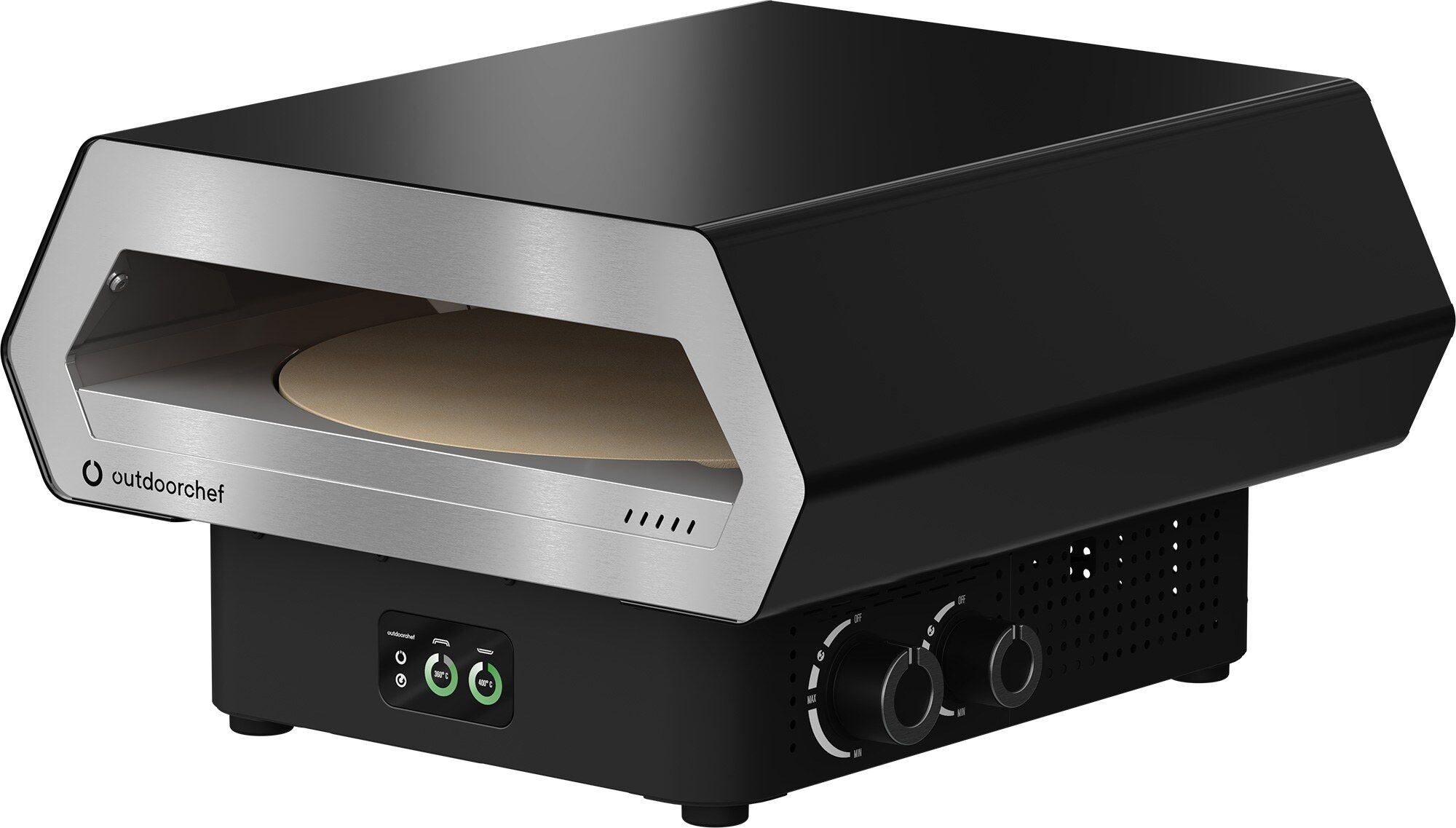 Outdoorchef Prismo 420 G Pizzaofen | Gas-Pizzaofen mit rotierendem Pizzastein Ø 42 cm