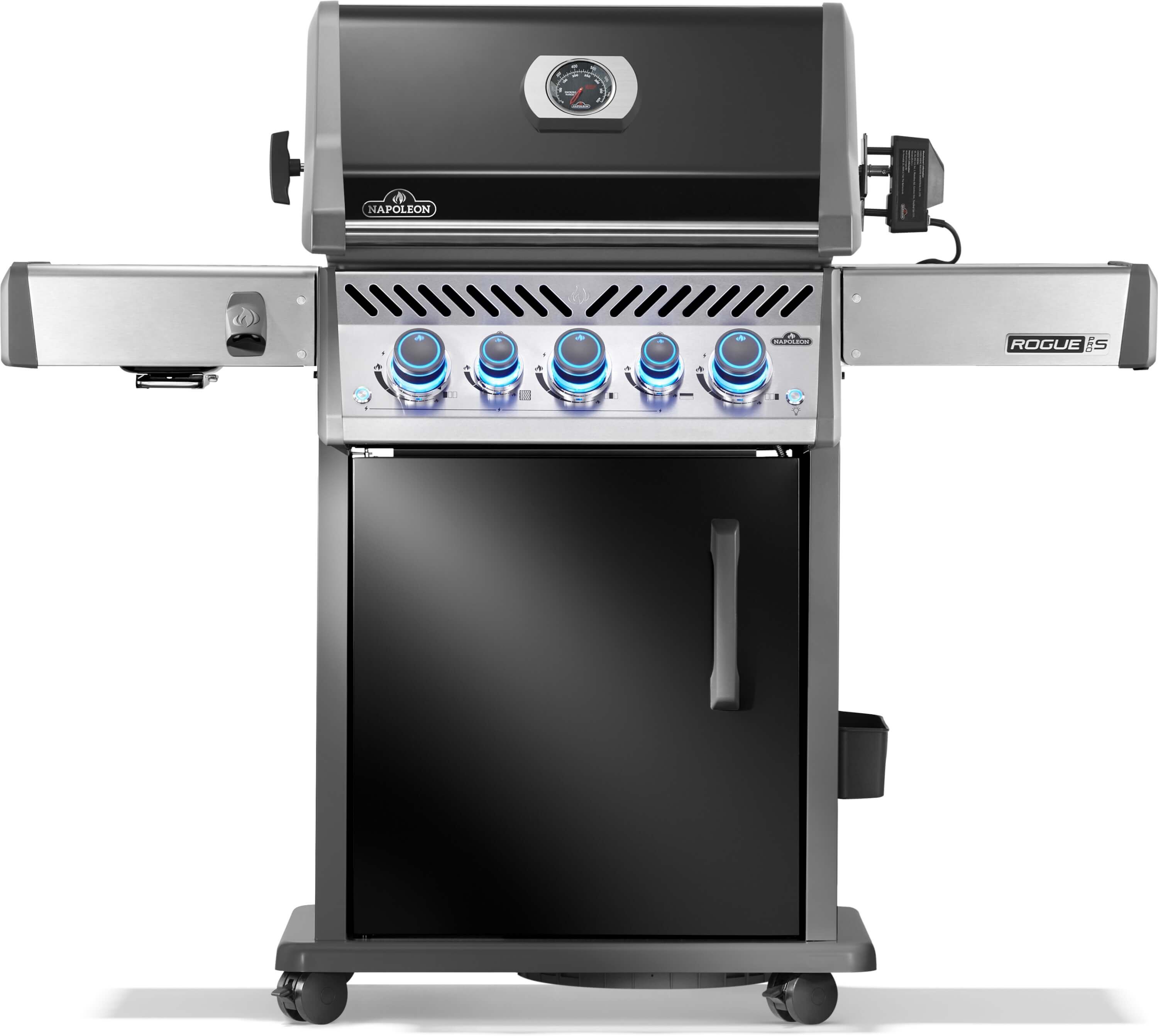 Napoleon Rogue PRO-S 425 in Schwarz inkl. Gussrosten, Sizzle Zone, Heckbrenner & Drehspieß | Gasgrill