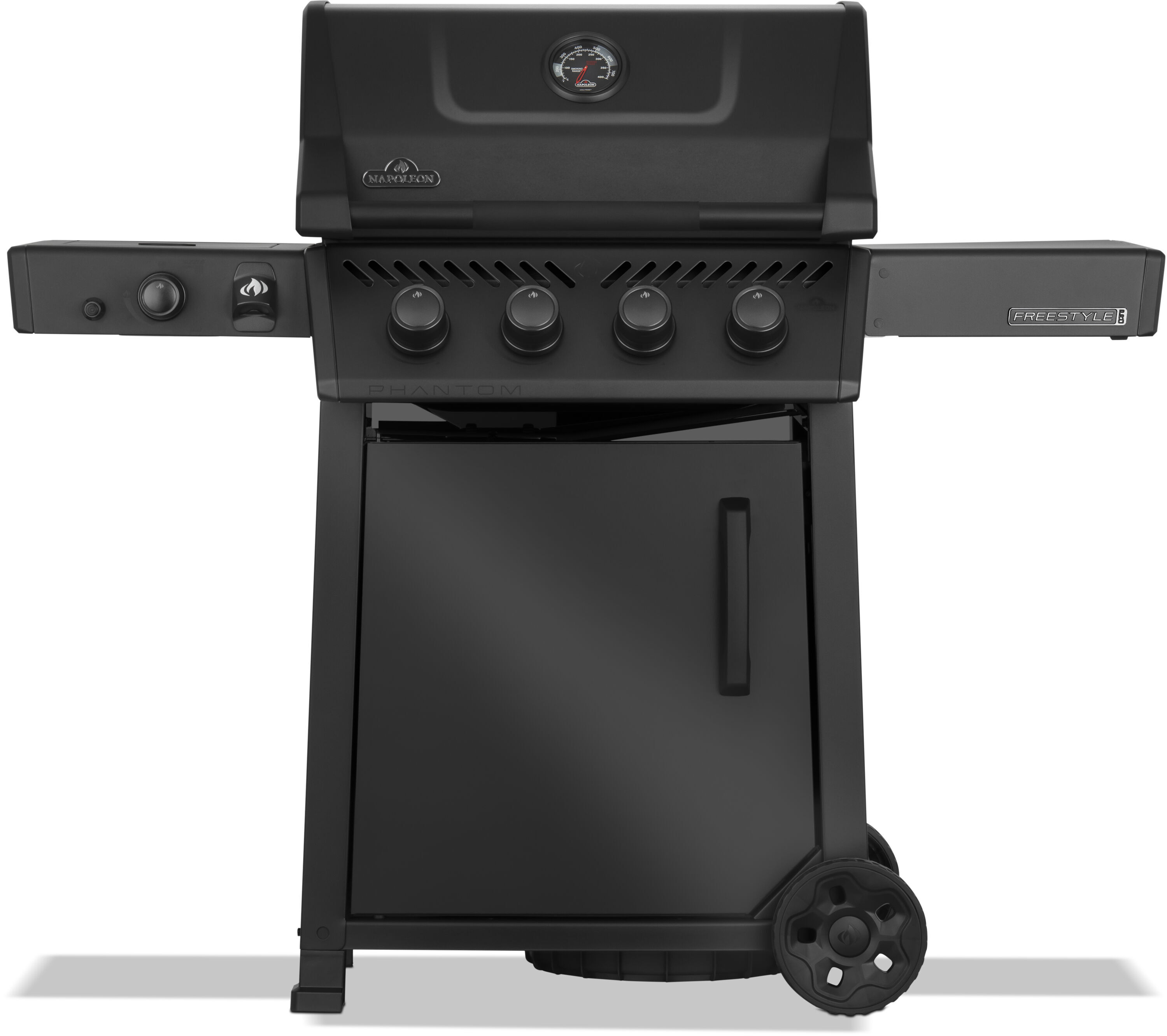 Napoleon Phantom Freestyle Pro 425 Gasgrill in Mattschwarz mit Sizzle Zone Infrarot-Seitenbrenner