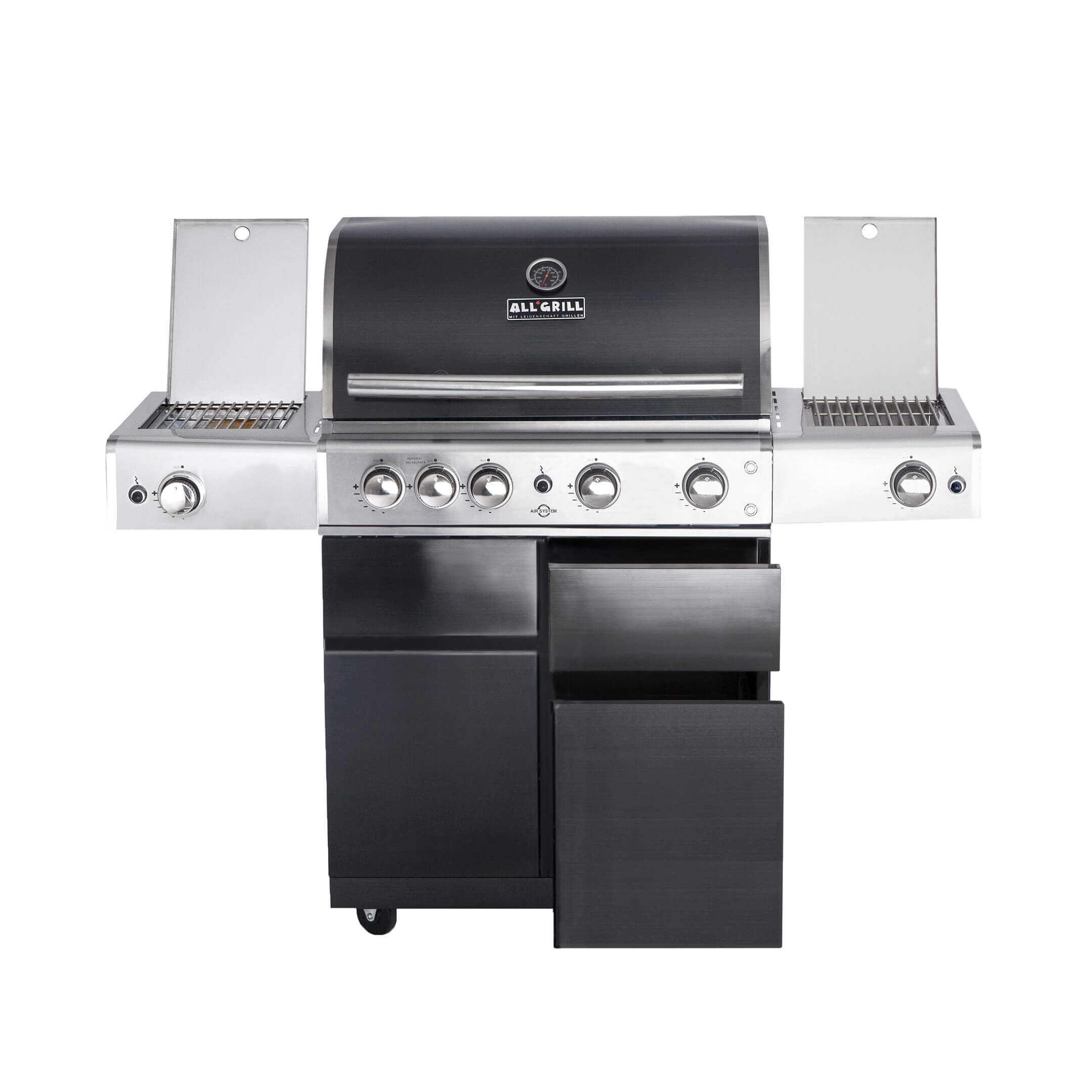 ALLGRILL Chef L Black Modular | Schwarzer Top-line Grill mit 4 Brennern