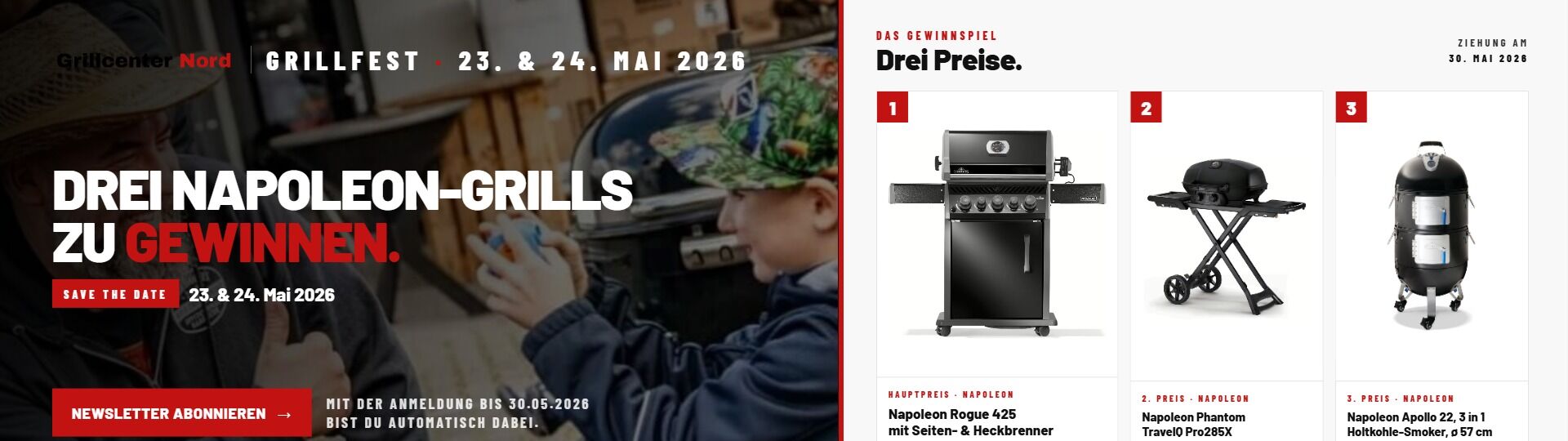 Napoleon-Grill gewinnen – Drei Preise zum Grillfest 2026