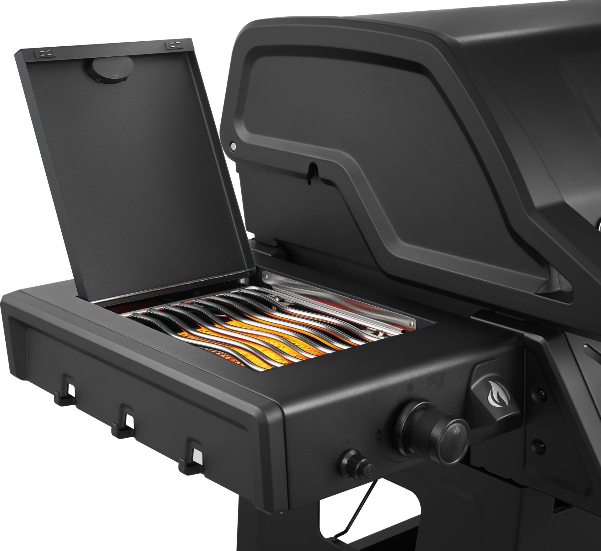 Sizzle Zone als Seitenbrenner am Napoleon Freestyle PRO 425 Gasgrill mit glühendem Infrarotbrenner