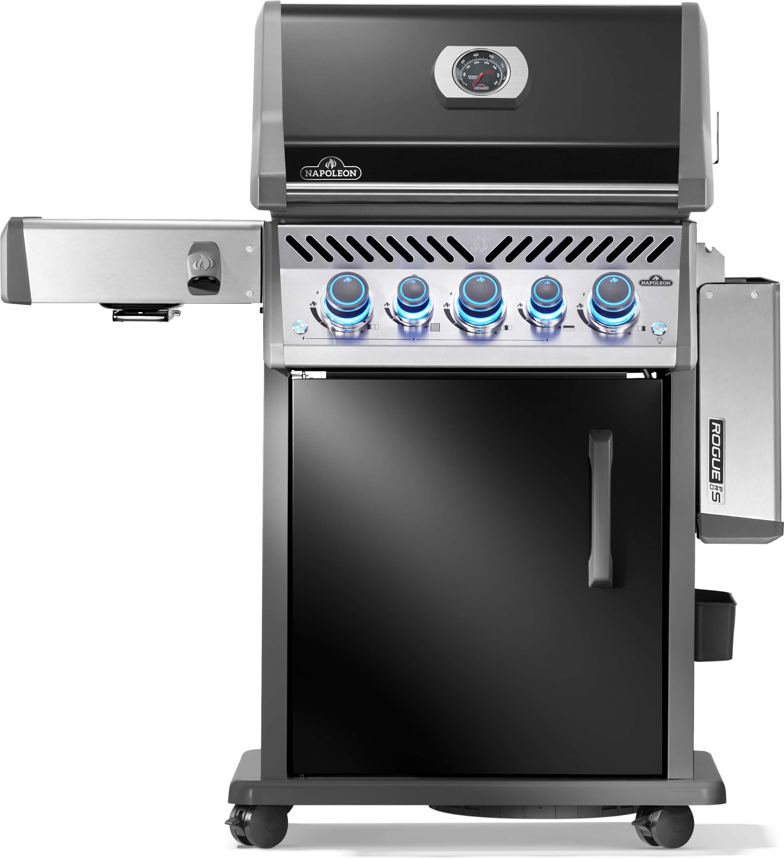 Napoleon Rogue PRO-S 425 in Schwarz inkl. Gussrosten, Sizzle Zone, Heckbrenner & Drehspieß | Gasgrill