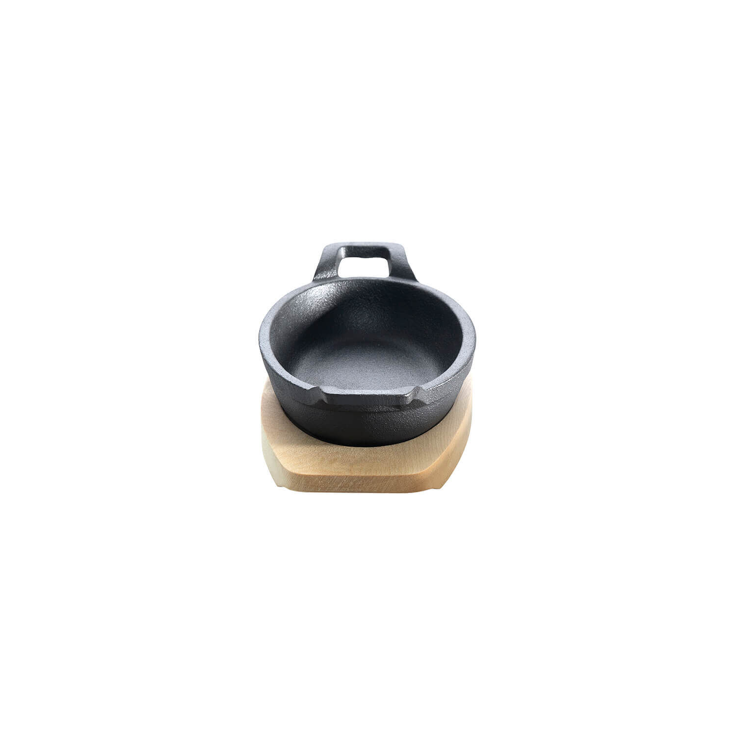 Gusseisenkuss Gusseisenpfännchen -oval- mit 2 Griffen Ø 21x15,5 cm und Holzuntersetzer 9705