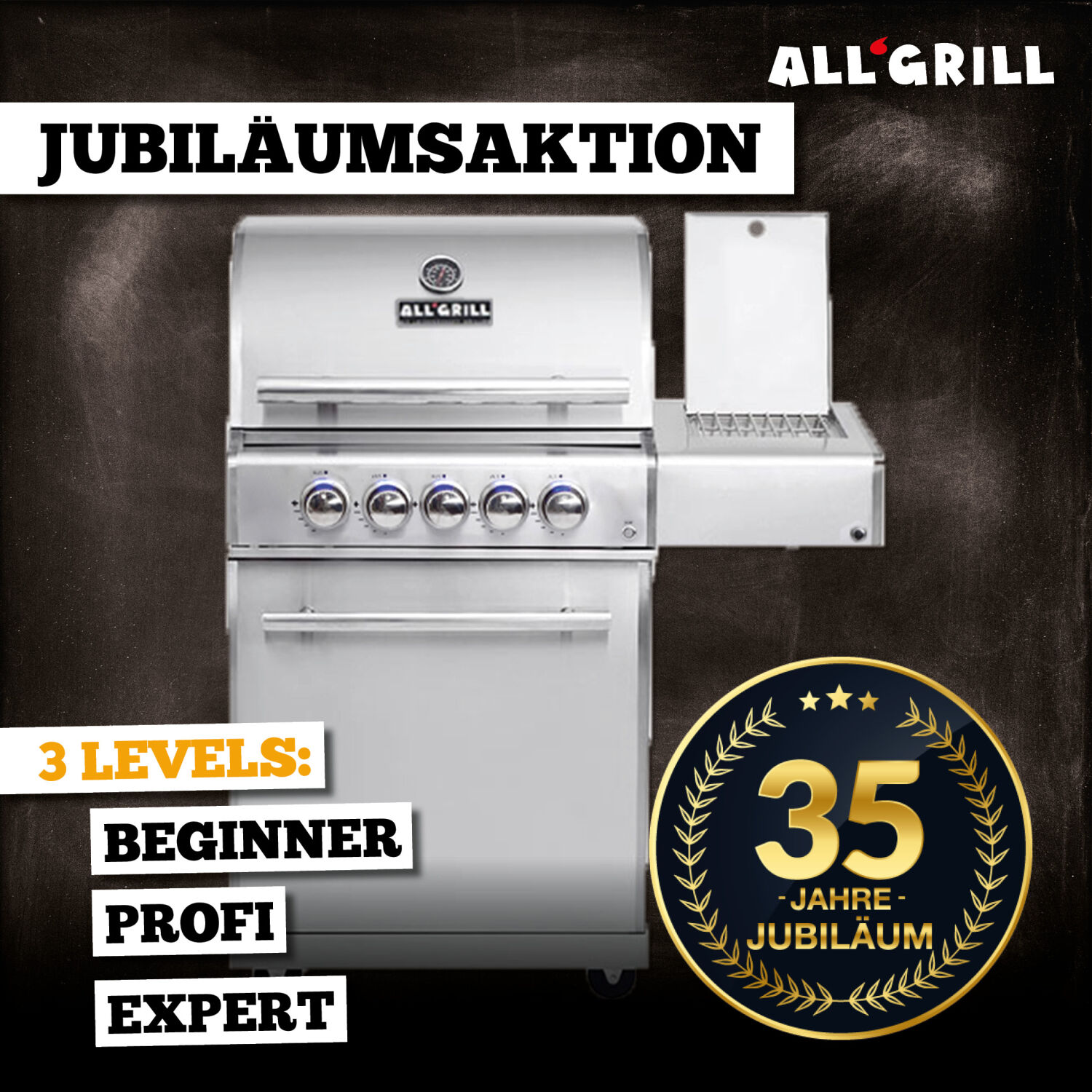 ALLGRILL Chef M Edelstahl Aktion 35 Jahre | Gasgrill