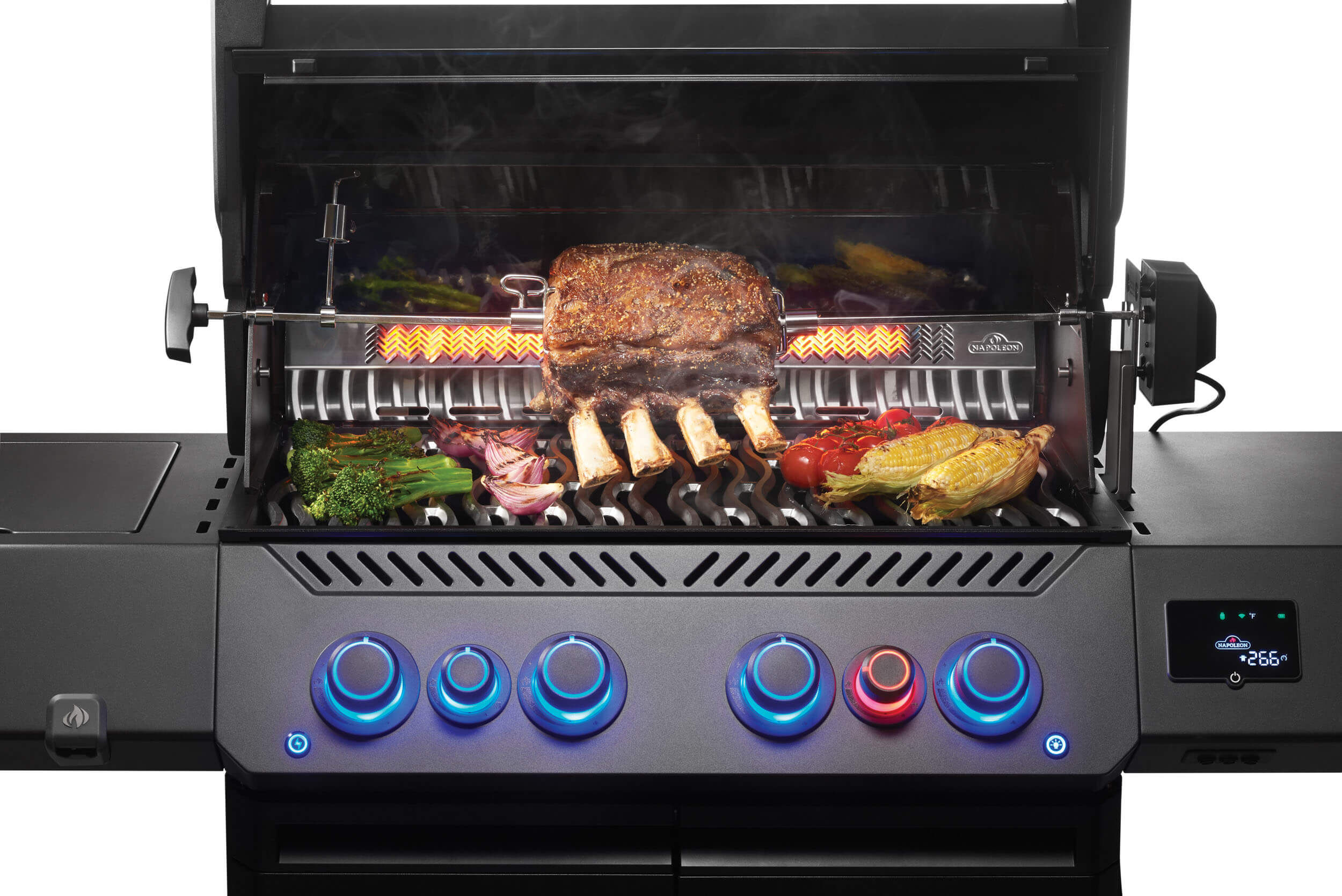 Napoleon Phantom Prestige 500 Connected Gasgrill mit SIZZLE Zone und Heckbrenner - Edelstahl Gussroste, Mattschwarz - Modell 2025 Napoleon Phantom Prestige 500 Connected Gasgrill mit SIZZLE Zone und Heckbrenner - Edelstahl Gussroste, Mattschwarz - Modell 2025