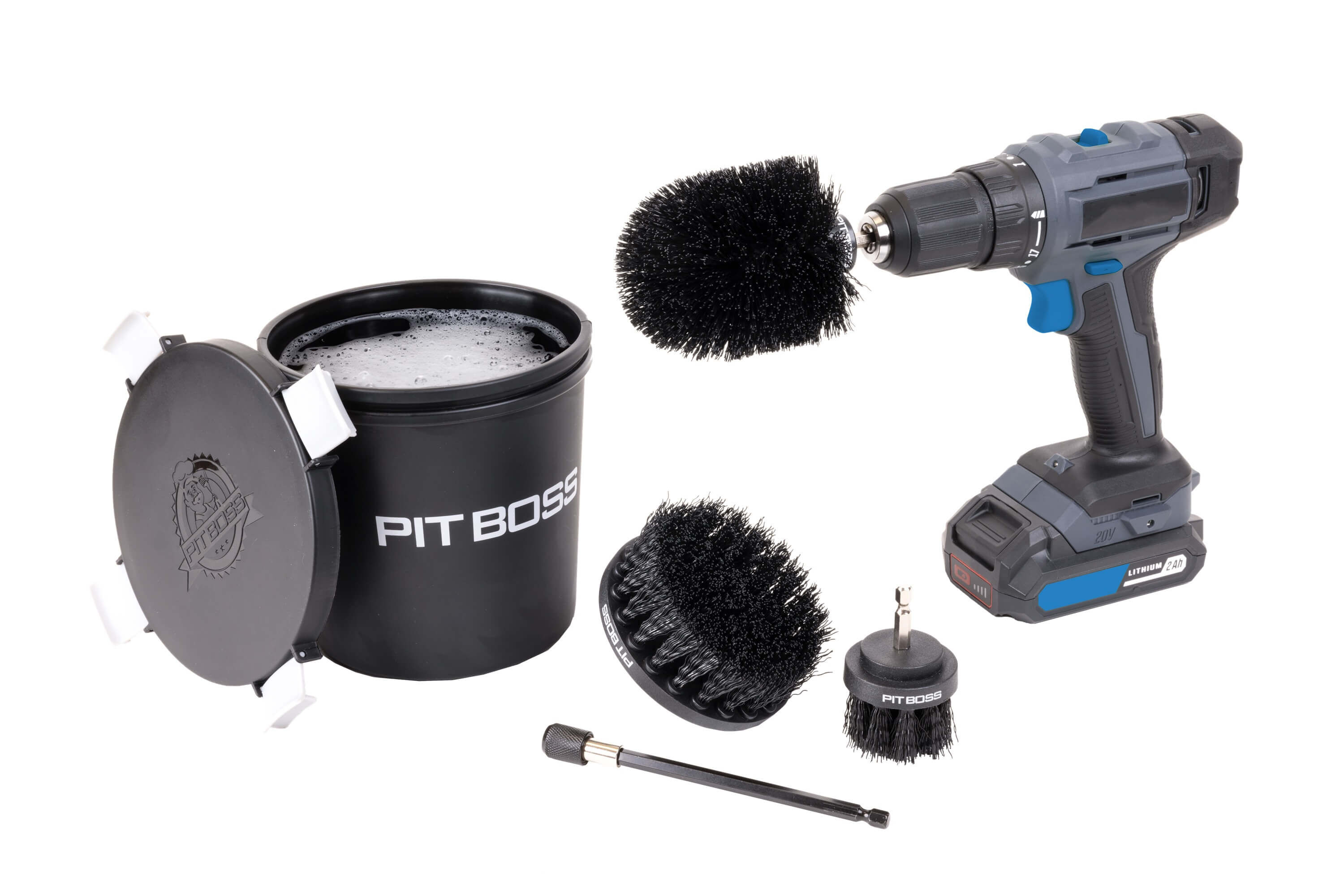 Pit Boss Reigungskit für Grills: Akkuschrauber Reinungsaufsätze mit Eimer (1x Eimer, 3x Reinigungsaufsätze, 1x Drill Bit Extender) Pit Boss Reigungskit für Grills: Akkuschrauber Reinungsaufsätze mit Eimer (1x Eimer, 3x Reinigungsaufsätze, 1x Drill Bit Extender)