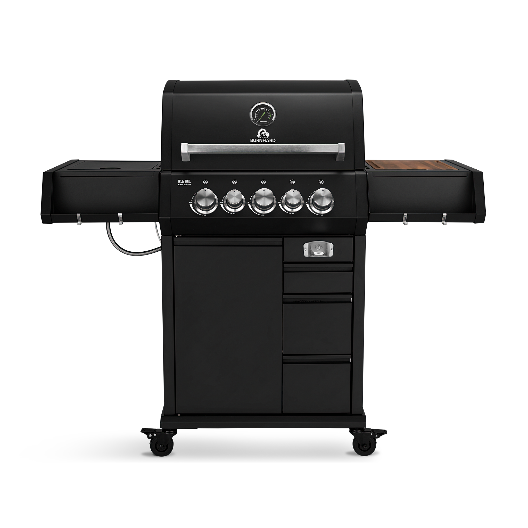 Burnhard Earl 3-Brenner Gasgrill in Schwarz mit Infrarot-Keramikbrenner und Heckbrenner
