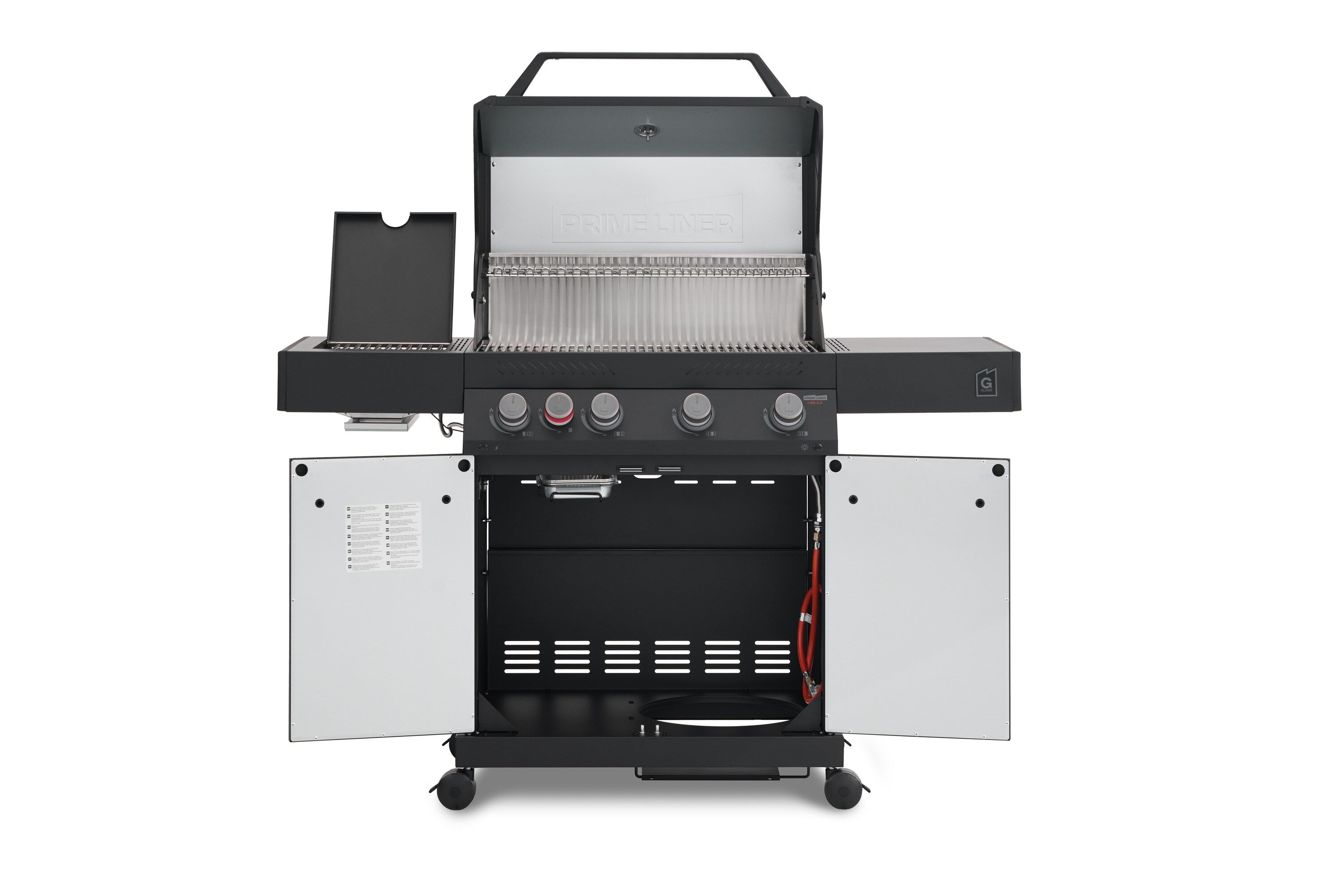 PrimeLiner by Bull G4 Gasgrill Schwarz mit 4 Brennern und Infrarot-Seitenbrenner