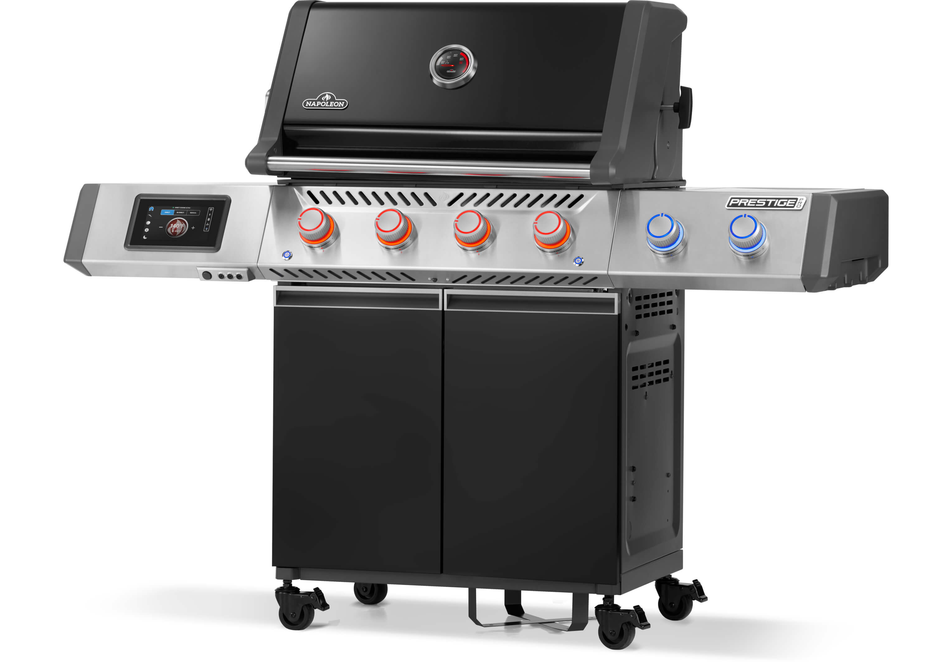 Napoleon Prestige Pro 500 Smart Connected, schwarz, Modell 2026 mit Drehspieß