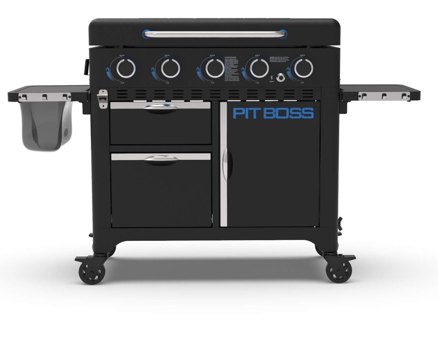 Pit Boss Ultimate Plancha: 5 Brenner mit geschlossenem Unterwagen / Unterschrank (50mB mit Schlauch und Druckregler)