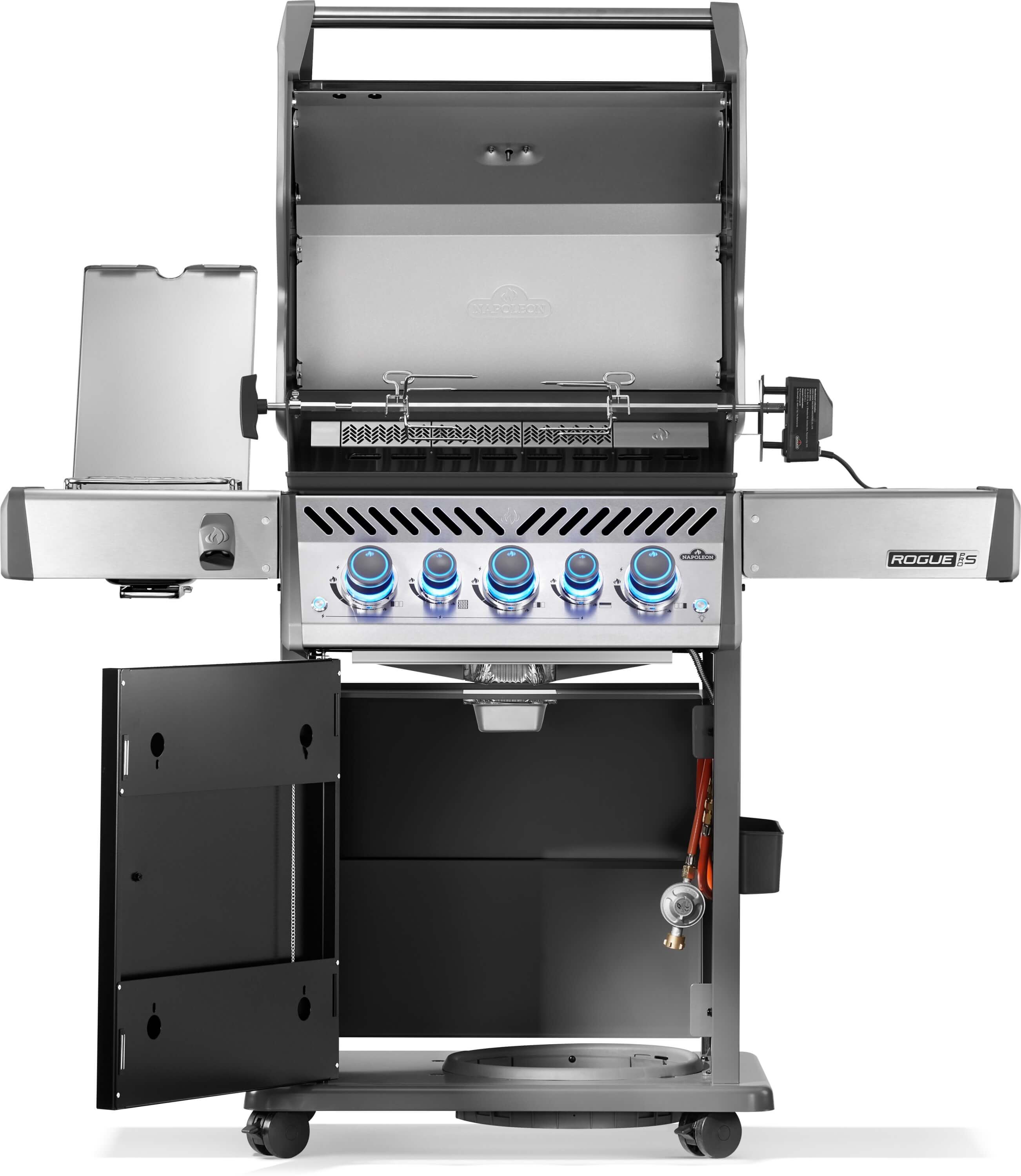 Napoleon Rogue PRO-S 425 in Schwarz inkl. Gussrosten, Sizzle Zone, Heckbrenner & Drehspieß | Gasgrill