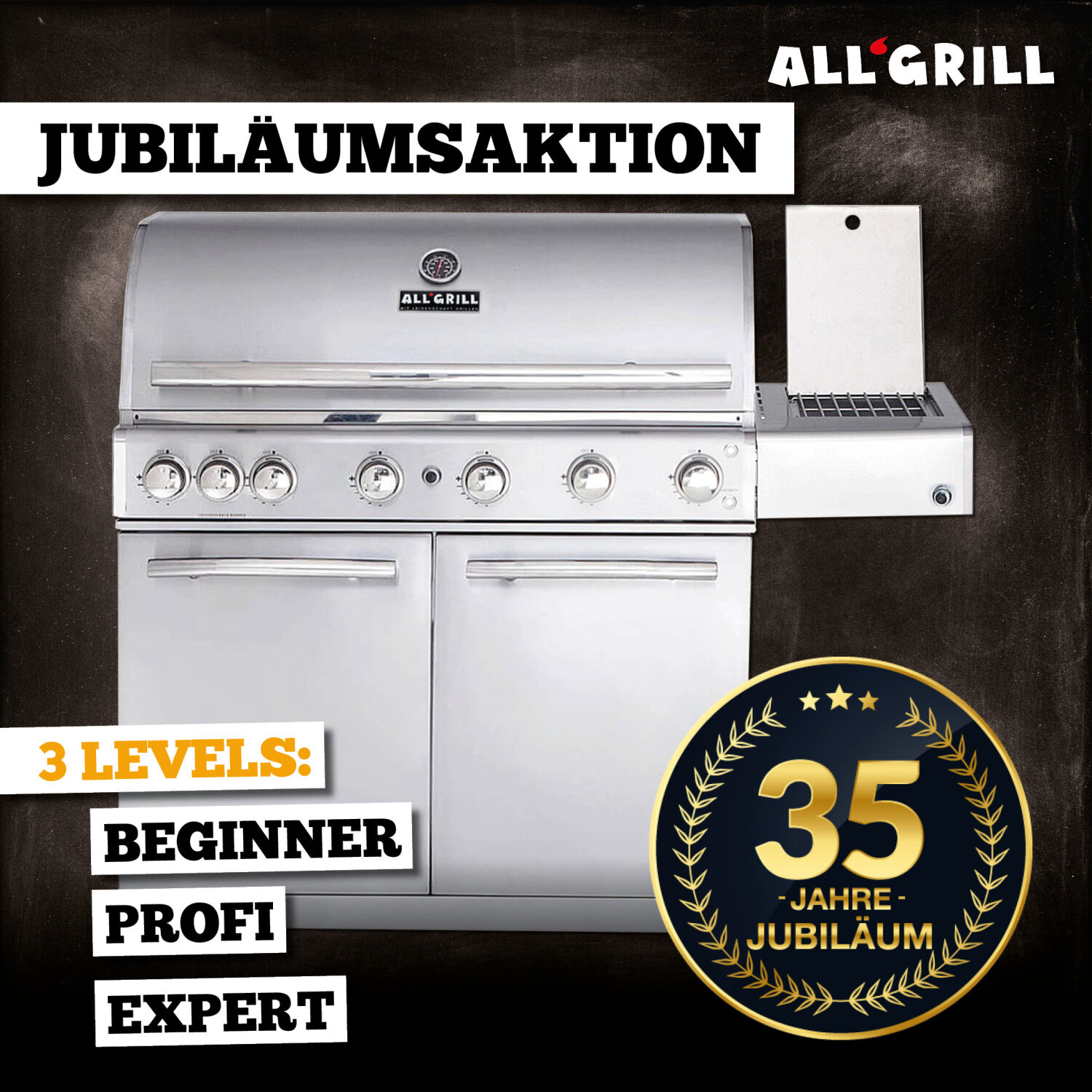 ALLGRILL Chef XL Edelstahl Aktion 35 Jahre | Gasgrill