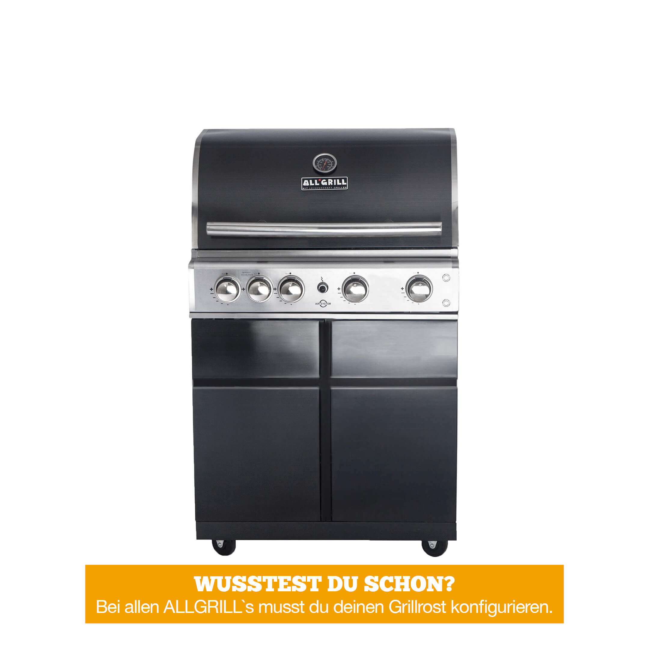 ALLGRILL Chef L Black Modular | Schwarzer Top-line Grill mit 4 Brennern
