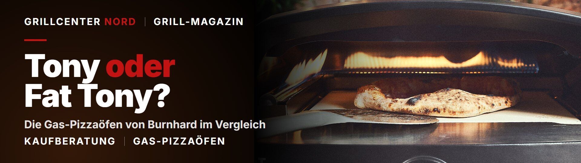 Vergleichs-Titelbild: Schriftzug Tony oder Fat Tony neben brennendem Gas-Pizzaofen