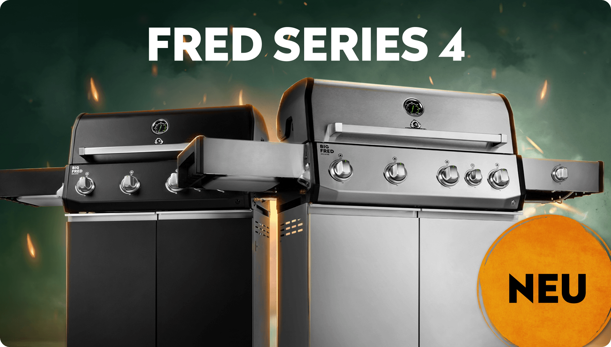 Die drei FRED Series 4 Modelle in Edelstahl, Black und Green Edition