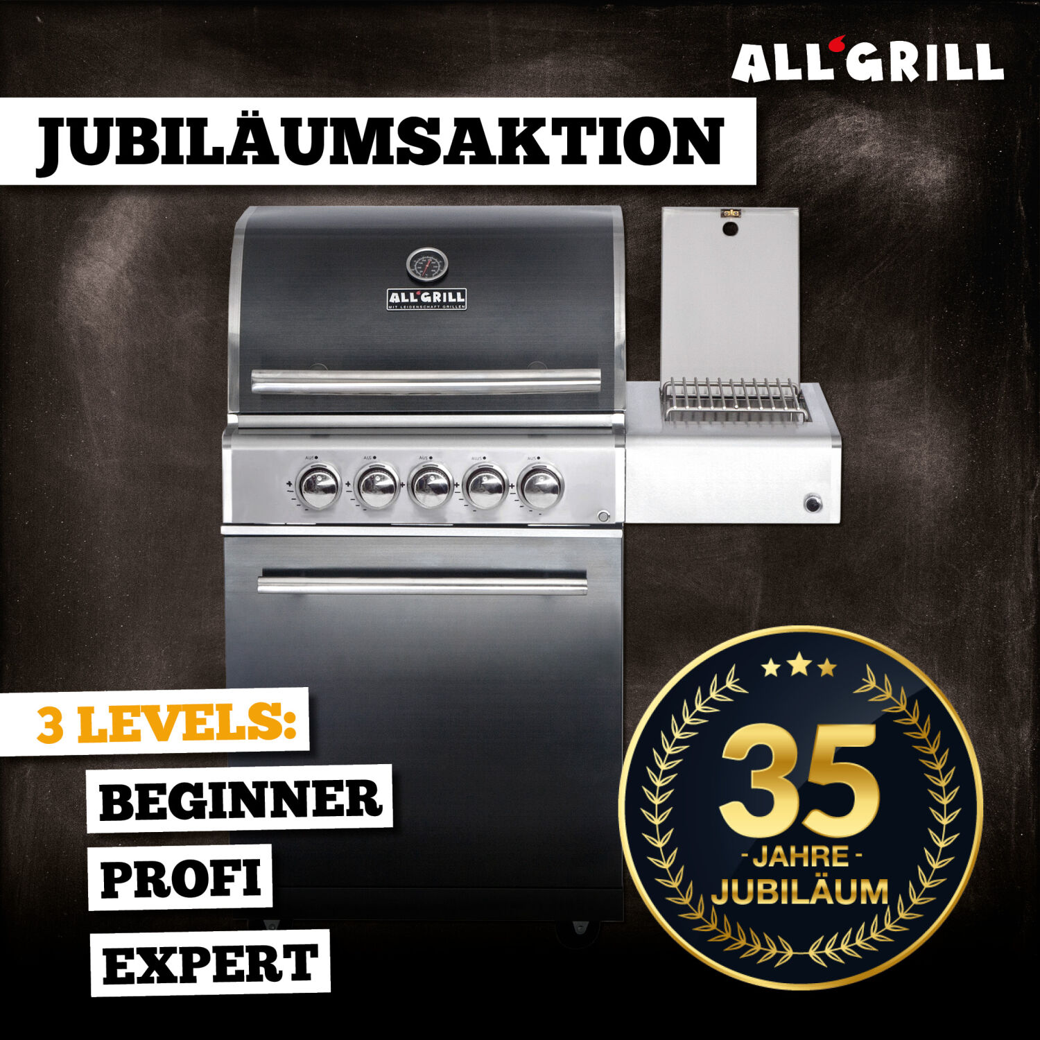 ALLGRILL Chef M Black Aktion 35 Jahre | Gasgrill