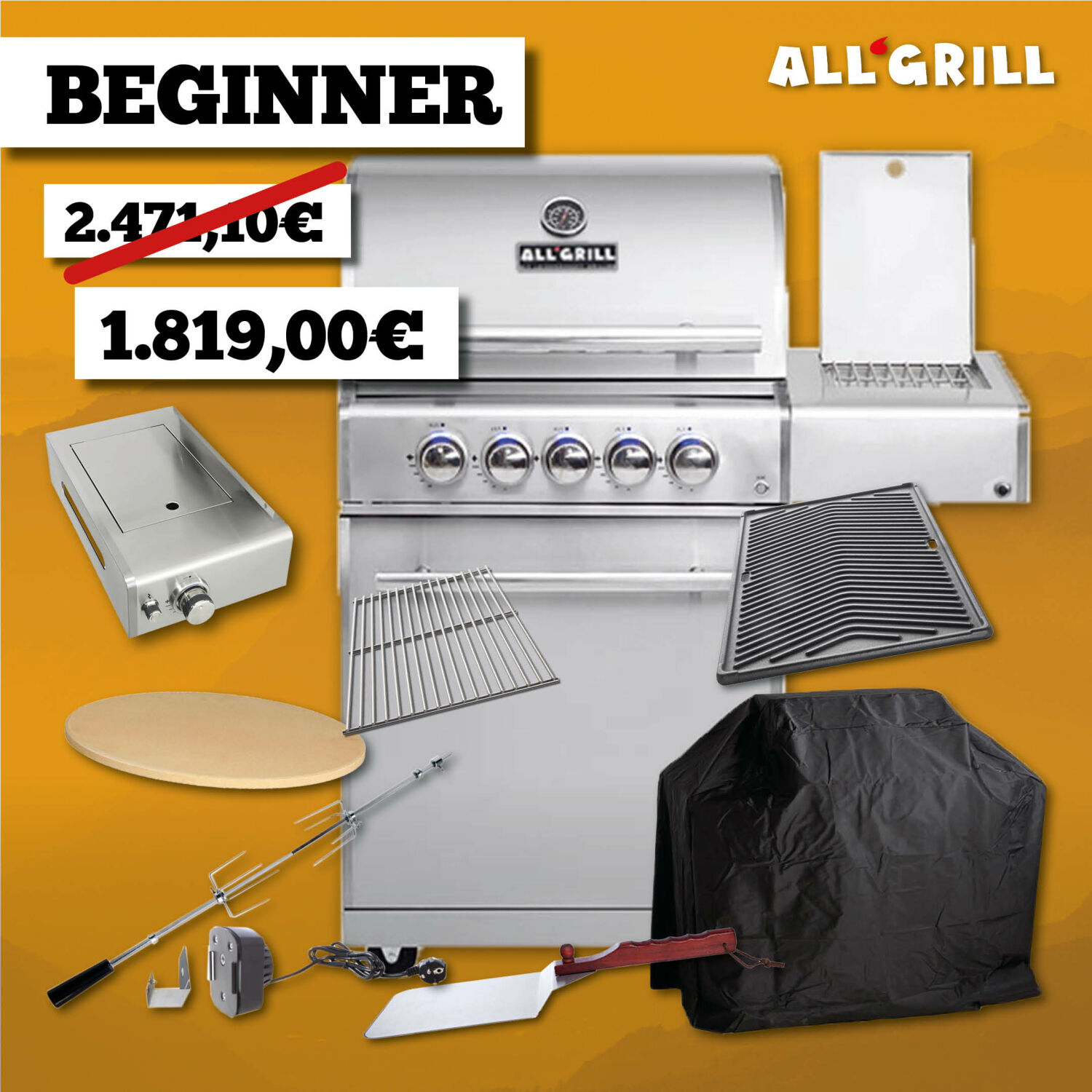 ALLGRILL Chef M Edelstahl Aktion 35 Jahre | Gasgrill