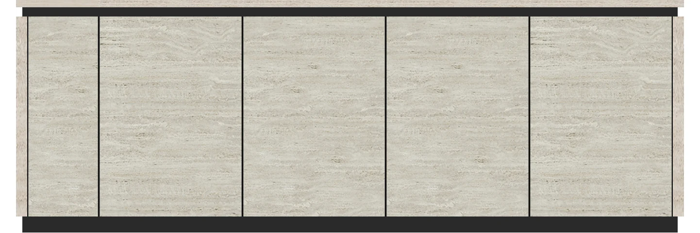 BURN SOL Outdoorküche 2,79 m in Dekton Marmorio mit pitt cooking Capital (Konfigurationscode DM74VW), Frontansicht
