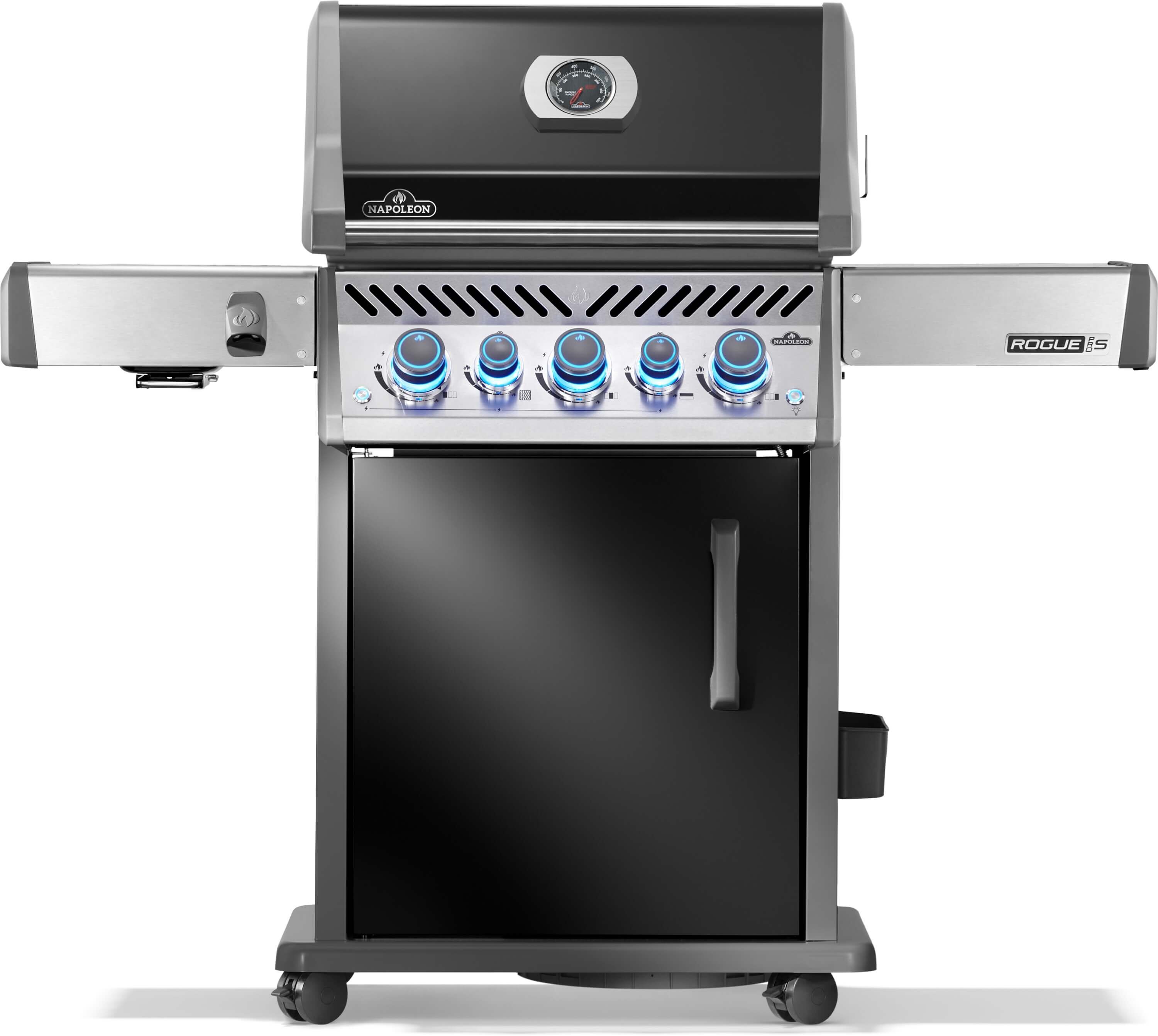 Napoleon Rogue PRO-S 425 in Schwarz inkl. Gussrosten, Sizzle Zone, Heckbrenner & Drehspieß | Gasgrill