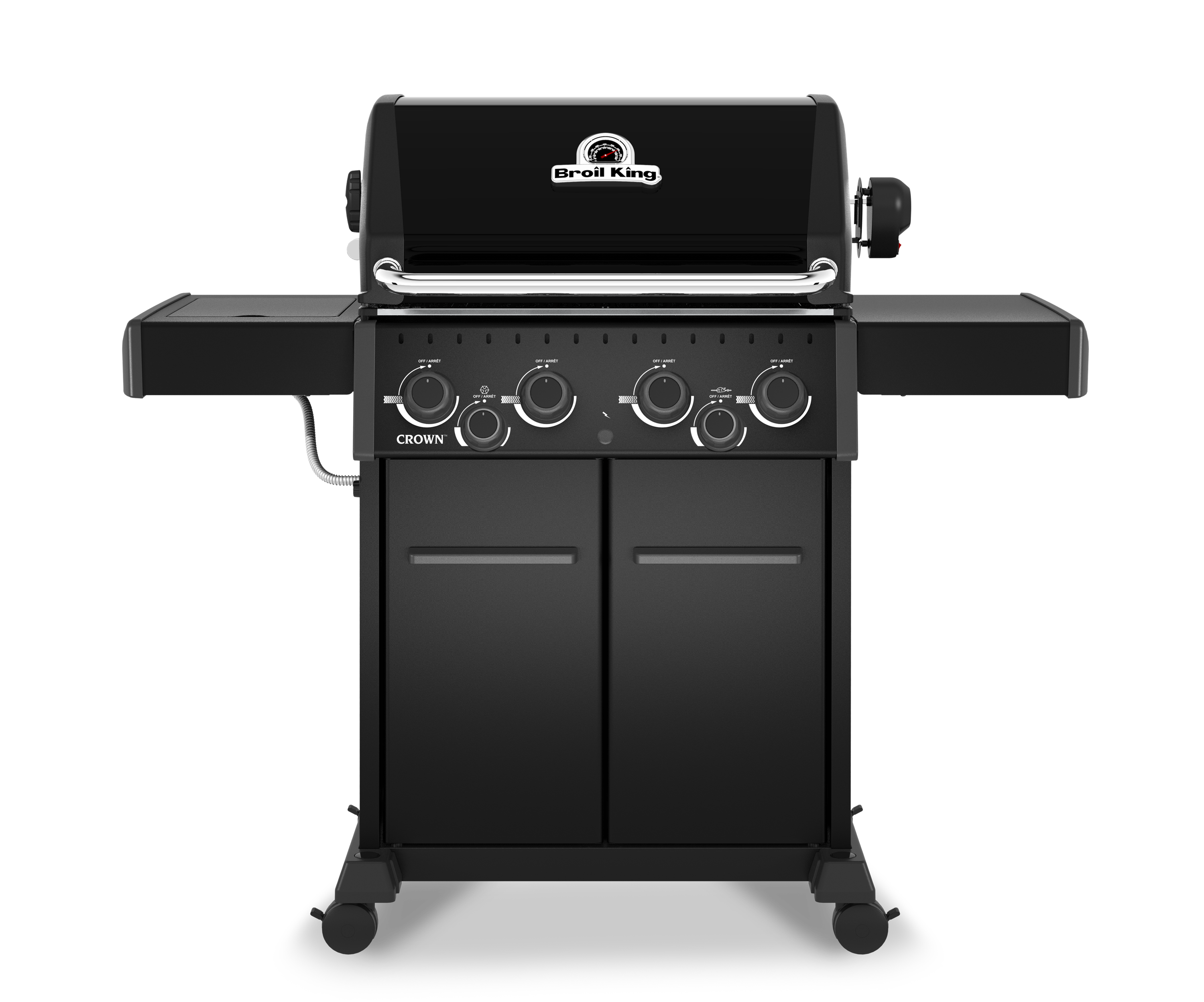 Broil King Crown 490 Shadow Gasgrill mit vier Dual-Tube-Edelstahlbrennern und Drehspie&szlig;