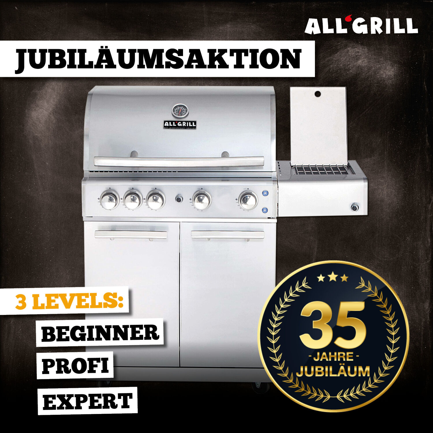 ALLGRILL Chef L Edelstahl Aktion 35 Jahre | Gasgrill