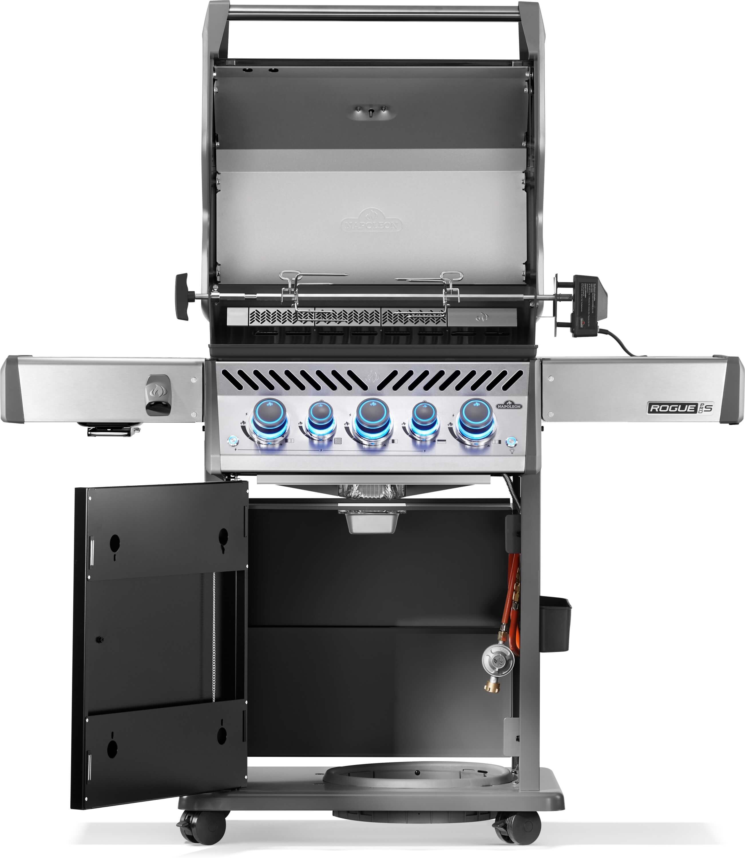 Napoleon Rogue PRO-S 425 in Schwarz inkl. Gussrosten, Sizzle Zone, Heckbrenner & Drehspieß | Gasgrill