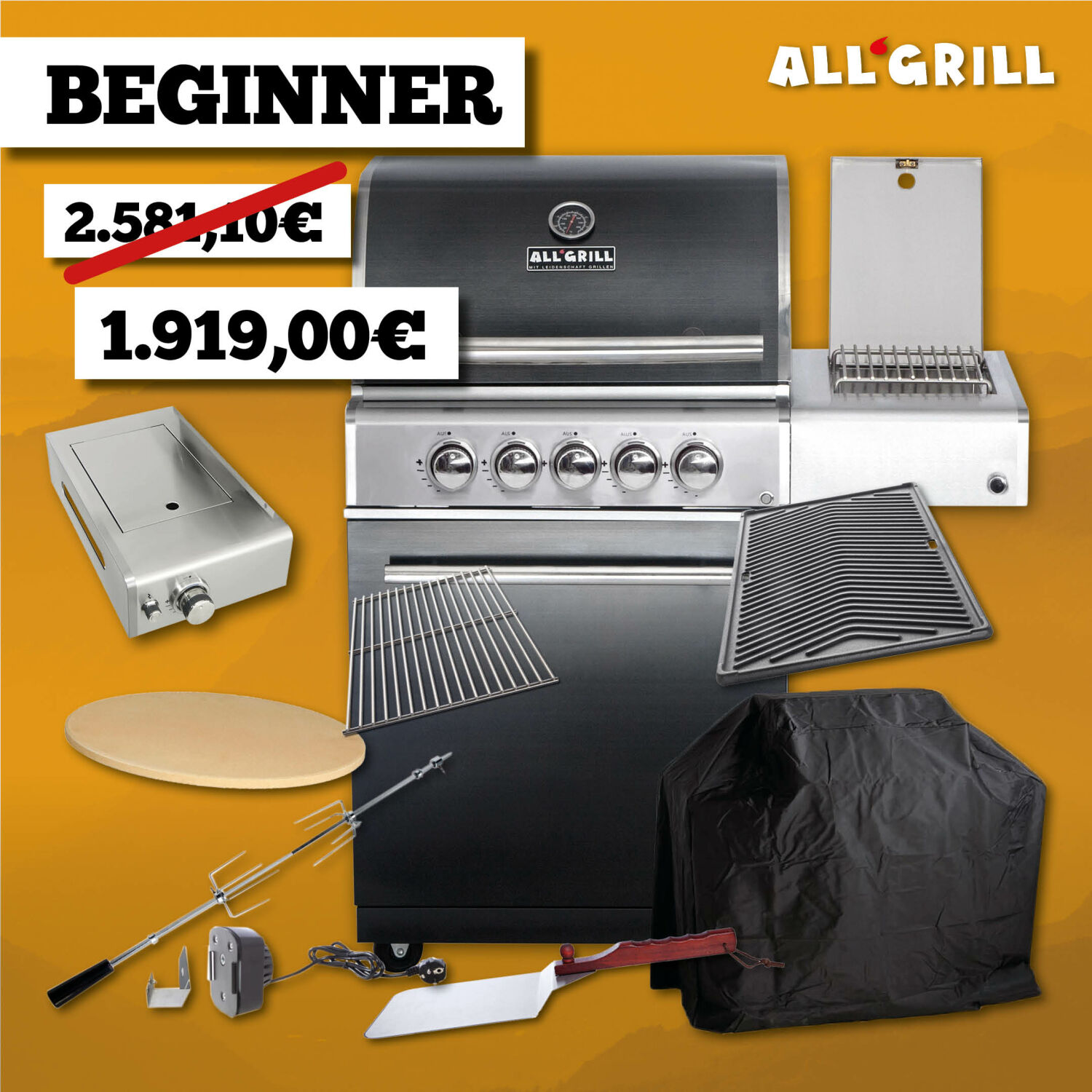 ALLGRILL Chef M Black Aktion 35 Jahre | Gasgrill