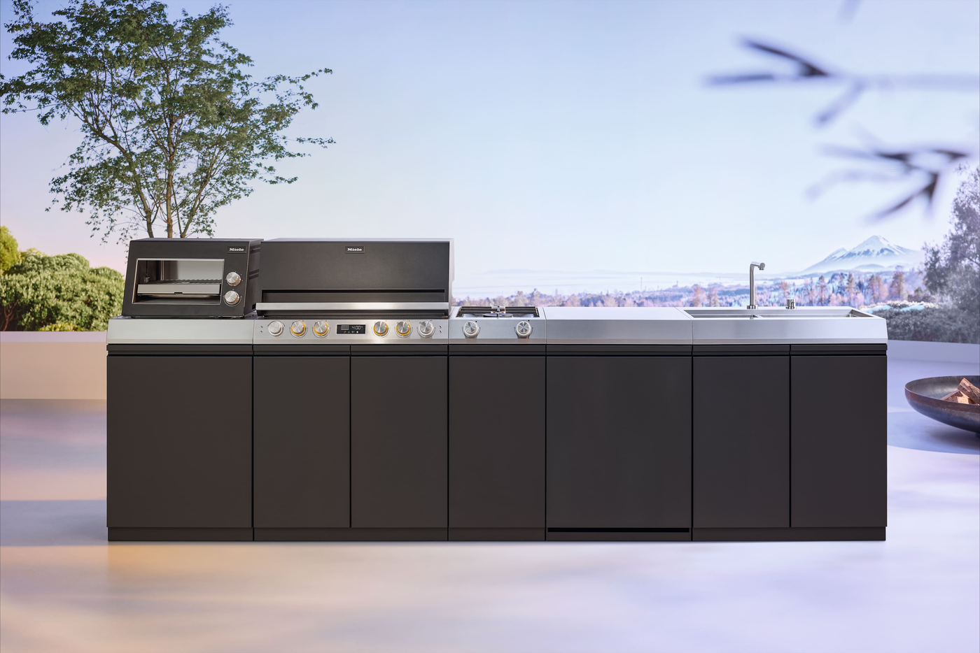 Miele Dreams – Store S Einlegeboden – Stauraummodul Lava Schwarz mit Edelstahl-Arbeitsfläche