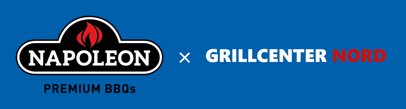 Napoleon x Grillcenter Nord Partnerschaft – Gewinnspiel-Banner mit drei Napoleon Grills
